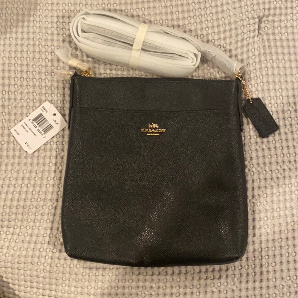 Coach black crossbody leather bag